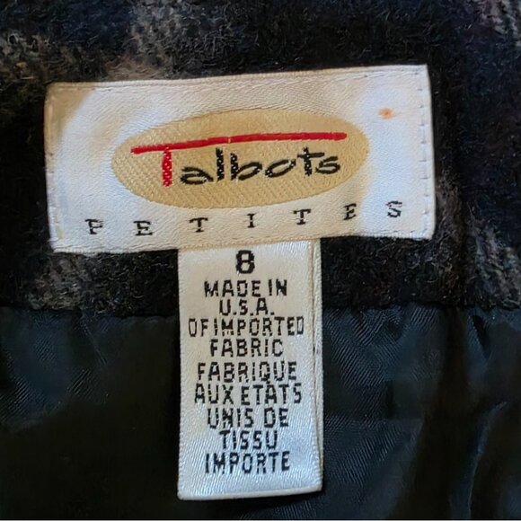 Talbots Petite Size 8 Plaid Wool Blend Skirt With Back Zipper & Button Closure - Picture 2 of 10